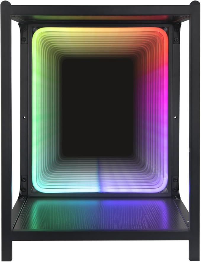 FUSLITE Storage Cabinet with LED Infinity Mirror Light, RGBW Display Cabinet with Adjustable Color Temp for Bedroom Gaming Room Decor (One Cabinet)
