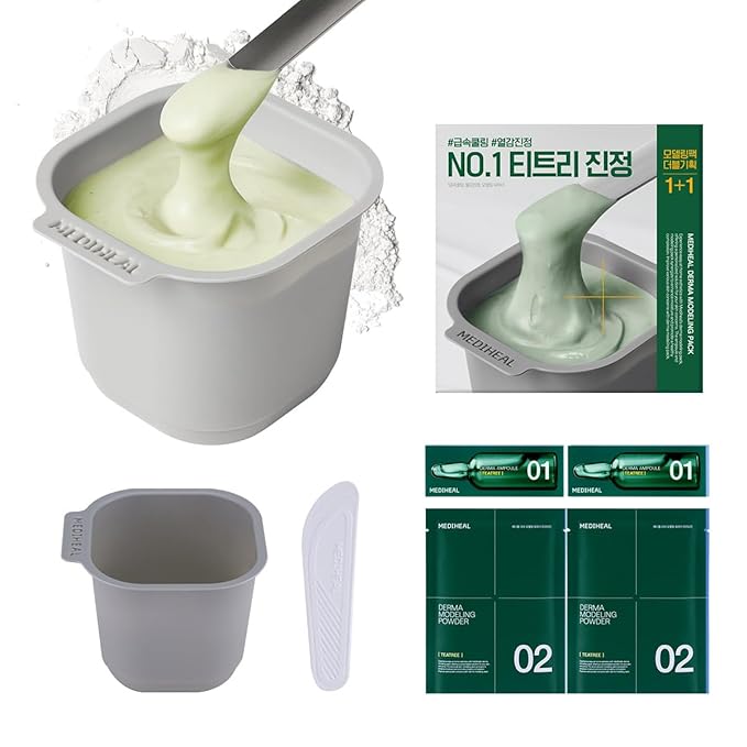 Mediheal Derma Modeling Pack Teatree*2 - Rapid Cooling For Soothing Skin - Easy DIY Home Spa Kits, Hydrating Icy Jelly Mask For Skin Refreshment