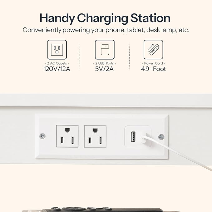HOOBRO Side Table with Charging Station and USB Port, Small End Table for Small Space, 3-Tier Nightstand with Adjustable Shelf, for Living Room, Bedroom, White WW112BZ01