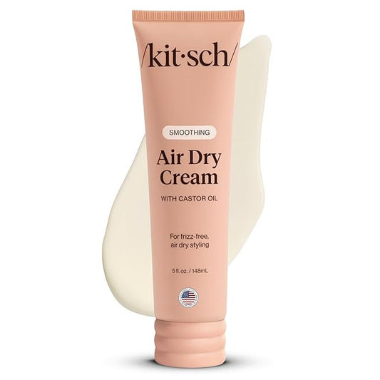 Kitsch スムージングエアドライクリーム（ヘア用）– ヒマシ油＆ココナッツオイル配合、うねり抑制ヘアケア製品 – 軽量スタイリングクリーム – 自然な質感の見た目を向上 | 女性へのギフトに最適 – 141g