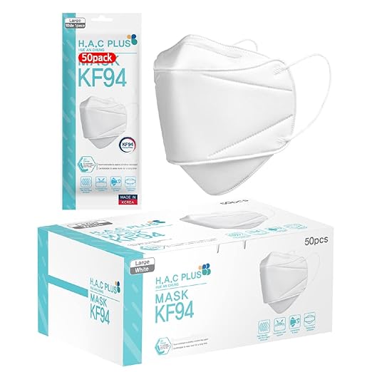 H.A.C PLUS [50枚入] KF94マスク、韓国製、Authentic Brands Koreaが販売 [英語パッケージ]
