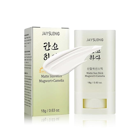 Matte Sun Stick Mugwort + Camelia Korean Sunscreen Stick for Face Moisturizer with SPF 50+ PA+++ Matte Sunscreen for Face & Body Non Greasy, No White Cast （18g/0.63oz）