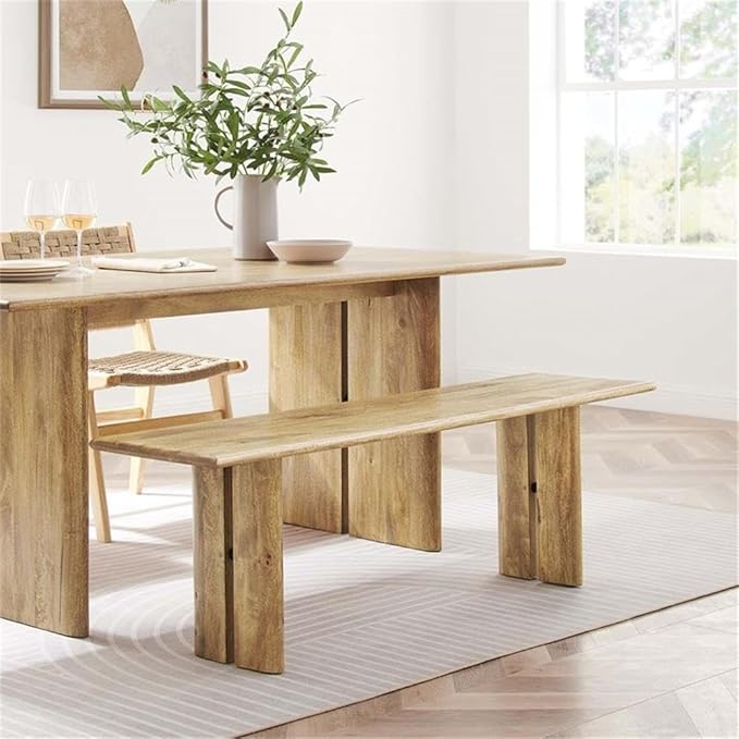 Modway EEI-6344-OAK Amistad 58" Wood Bench, Oak