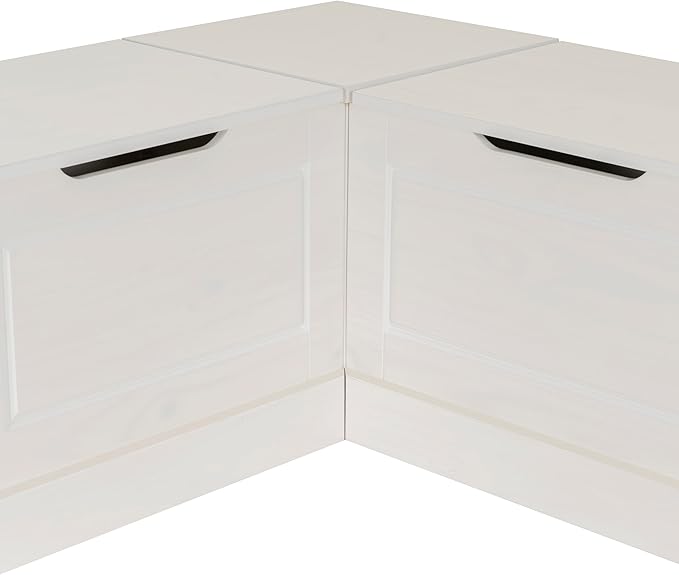 Linon Harris White Solid Pine Backless Nook with Interior Storage