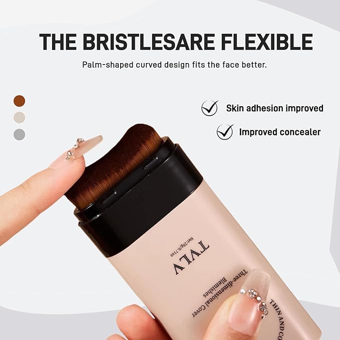 Face And Body Moisturizing Concealer Foundation,Flawlessly Covers Dark Circles, Wrinkles, Fine Lines. Features A Built-in Soft,Dense Brush Head.Medium-Dark And Natural Shades, 0.17 Oz (05#HONEY)