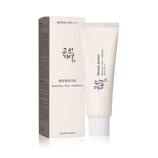 Relief Sun Organic Korean sunscreen SPF50+, PA++++ Riceand Probiotics | Korean Skin Care Solution for All Skin TypesNourishing Skin Protection and UV Def
