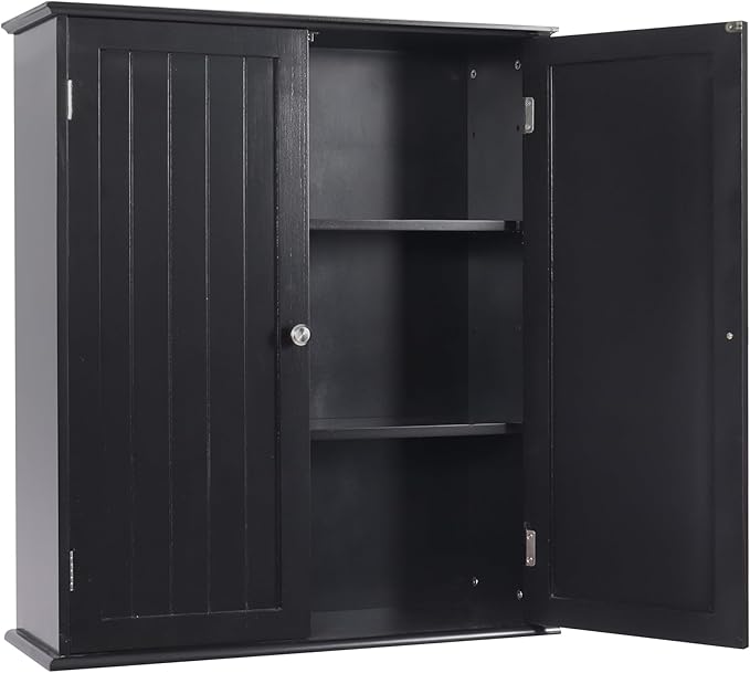 Bathroom Cabinet Wall Mounted,Over Toilet Storage Cabinet with Adjustable Shelves,Medicine Cabinets for Bathroom, Black