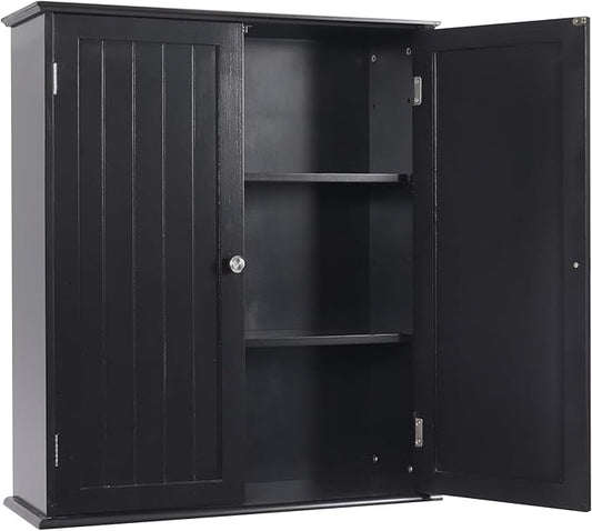 Bathroom Cabinet Wall Mounted,Over Toilet Storage Cabinet with Adjustable Shelves,Medicine Cabinets for Bathroom, Black