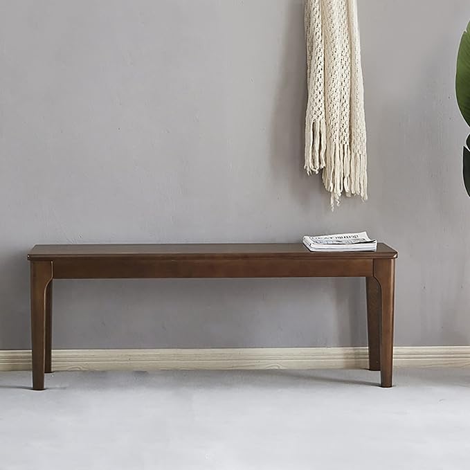 Dining Bench Wood Solid Oak Wooden Bed End＆Entryway Bench for Bedroom Living Room Kitchen(Brown)