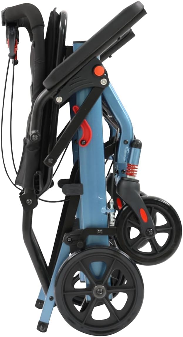 IDEALHOUSE Portable Lightweight Folding Wheelchair for Seniors, 16" Seat, Transport Chair with Flip Armrests, Swing Footrests, Locking Handbrakes, Travel Mobility Wheelchair for Elderly, Easy to Carry