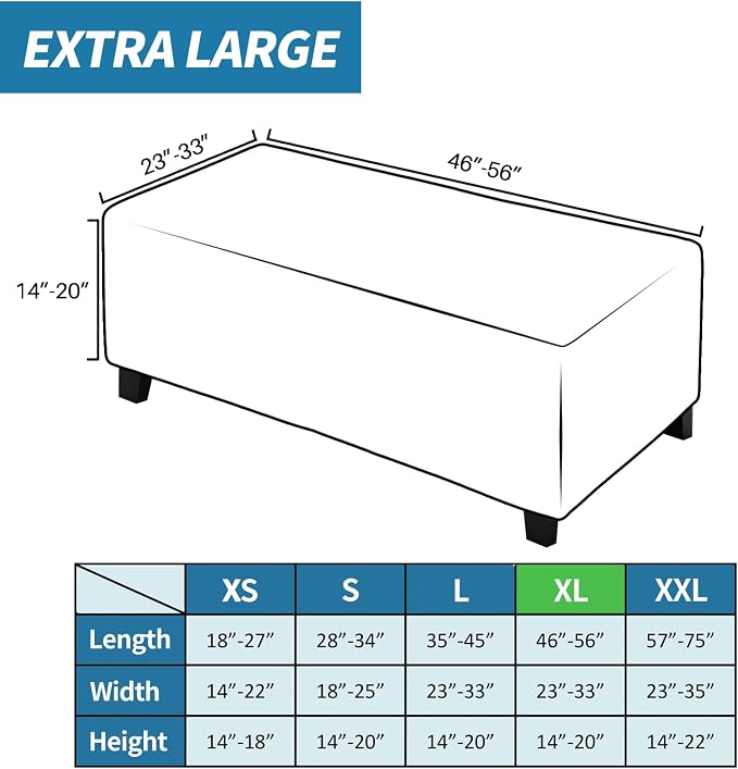 ZNSAYOTX 2026 Rectangle Ottoman Cover (L:45"-56") Super Stretch Soft Footrest Slipcover Form Fit, Universal Folding Foot Stool Covers with Non-Slip Elastic Band, Fashion Jacquard Texture, Coffee