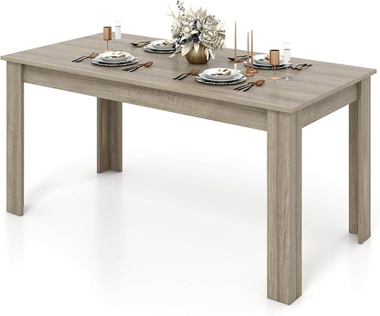 Giantex Large Farmhouse Dining Table - 63" L x 31.5" W x 30" H, 330LBS Capacity, Center Table for Living Room, Home Office, Kitchen, Dinette, Dinner, Oak