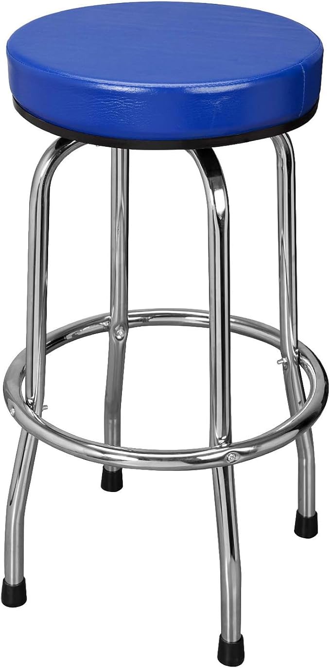 Big RED ATRP6185U-1 Torin Swivel Bar Stool: Padded Garage/Shop Seat with Chrome Plated Legs, Blue