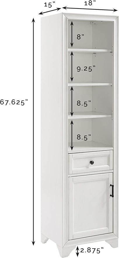 Crosley Furniture Tara Linen Storage Cabinet and Bathroom Organizer with a Drawer and Shelves, Vintage White