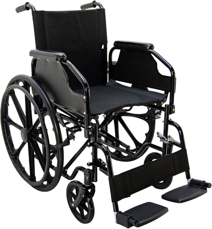 IDEALHOUSE Wheelchairs for Adults Lightweight Foldable, 18" Seat Wheelchair, Flip-Up Arms & Removable Footrests, Portable Transport Wheelchair Lightweight Foldable, Wheel Chair for Adults, 220lbs