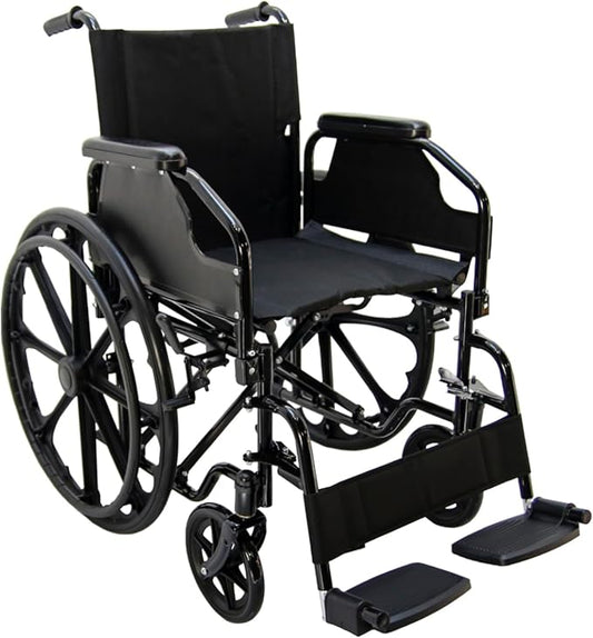 IDEALHOUSE Wheelchairs for Adults Lightweight Foldable, 18" Seat Wheelchair, Flip-Up Arms & Removable Footrests, Portable Transport Wheelchair Lightweight Foldable, Wheel Chair for Adults, 220lbs