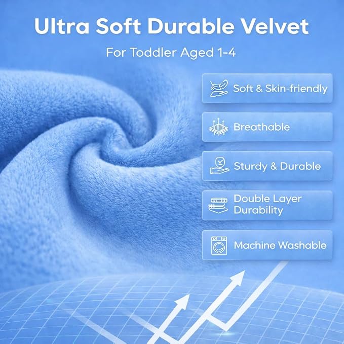 Toddler Airplane Seat Extender with Cushion – Portable Travel Footrest & Leg Support for Kids – Lightweight Foldable Design with Carry Bag (Baby Blue)