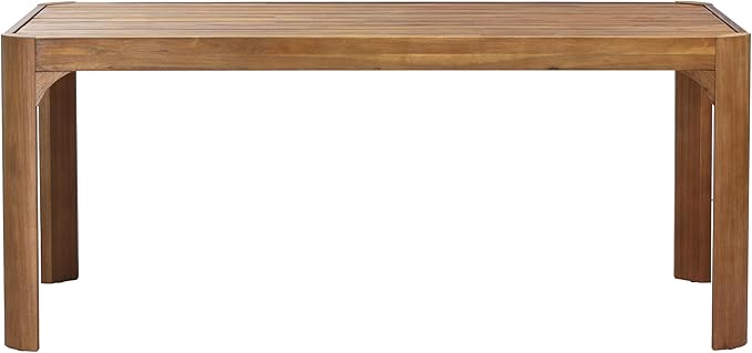 Christopher Knight Home Outdoor Dining Table Set with 2 Benches, 70" Acacia Wood Patio Table and Dual 57" Benches, Teak Finish Slatted Garden Furniture for Backyard Deck Seating 6-8 People
