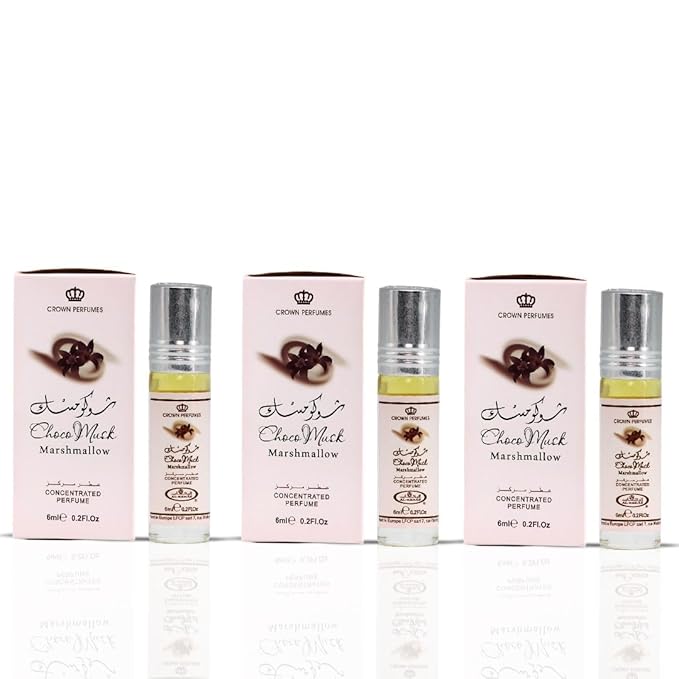 Al-Rehab Choco Musk Marshmallow Perfume Oil Roll-On - 6ml (0.2 oz) | Gourmand Fragrance with Strawberry, Marshmallow & Cocoa | Sweet, Fluffy & Addictive | Arabian Dessert Scent (Pack of 3)