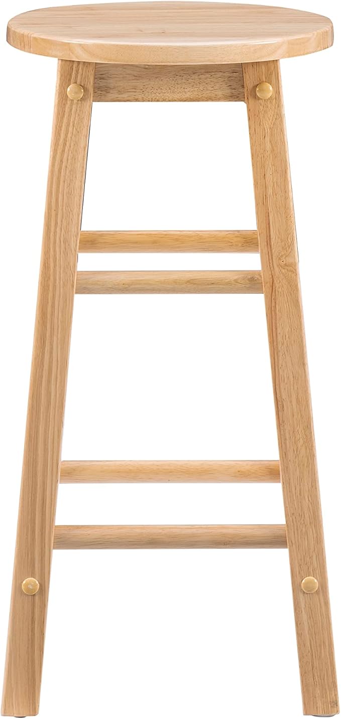 Linon Natural Barstool with Round Seat, 24-Inch