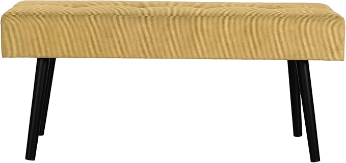 Comfy to go Entryway Bench - Bench for Bedroom, Modern Ottoman End of Bed, Corduroy Padded Benches for Living Room, Foyer, Mudroom, Hallway - 39" L x 14" W x 17" H