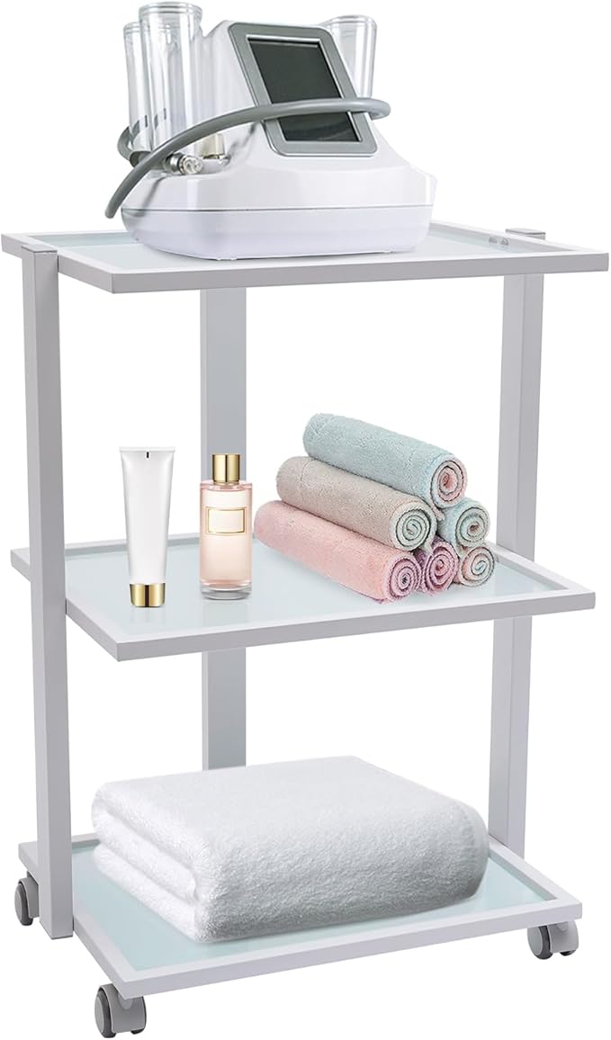 3 Tier Cart Rolling Storage Cart with 4 Universal Wheels Metal Glass Hair Beauty Salon Spa Treatment Serving Cart Bar Dining Room Kitchen Tea Wine Holder Display Serving Cart Furniture Home