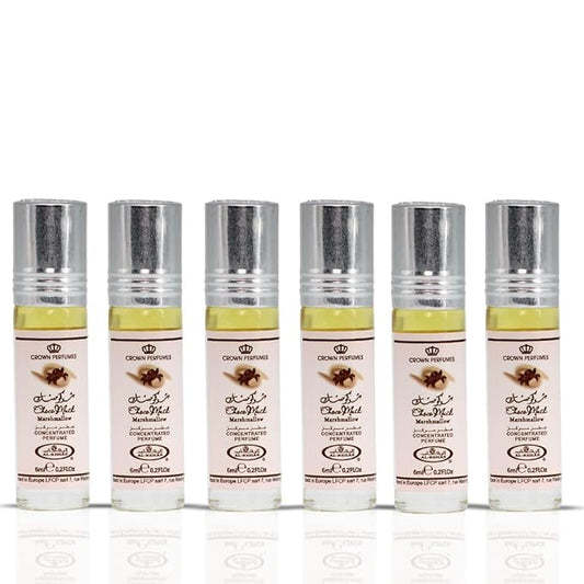 アル・リハブ チョコ ムスク マシュマロ パフュームオイル ロールオン - 6ml (0.2 oz) | ストロベリー、マシュマロ＆ココアのグルマン系フレグランス | 甘く、ふんわり、やみつきになる香り | アラビアンデザートの香り (6個入りボックス)