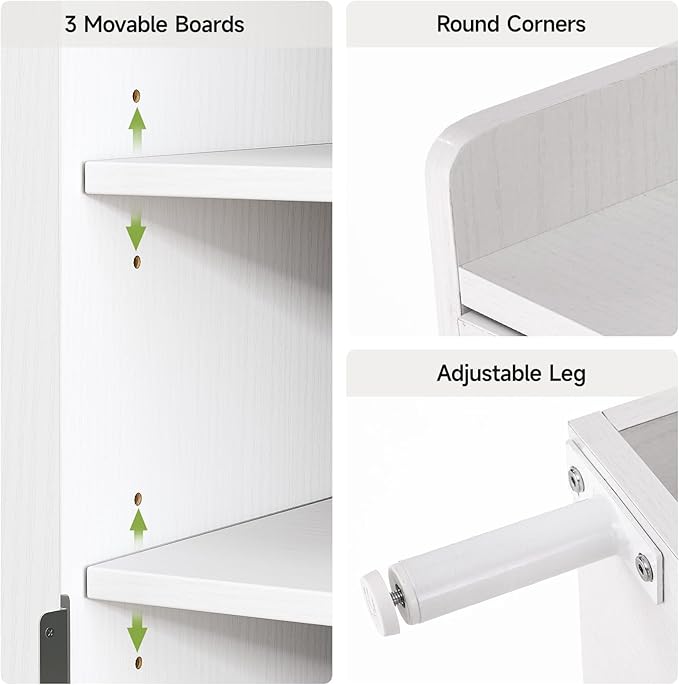 ComfyCorner White 7+1 Tier Farmhouse Shoe Storage Cabinet - 45" Tall Entryway Organizer with Cross Molding Doors, 3 Adjustable Shelves & Metal Legs, Shoe Rack for Front Door Entrance