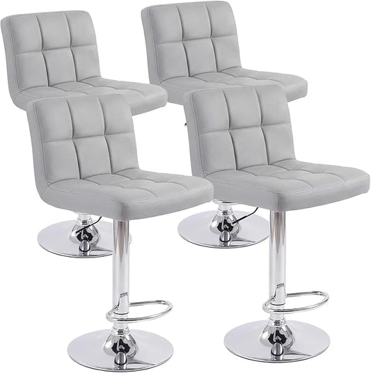 DUMOS Bar Stools Set, 24 inch Counter Height Bar Stools, Upholstered Modern Kitchen Barstools with Metal Base, PU Leather Saddle Stools for Kitchen Island