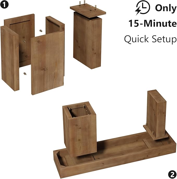 Farmhouse Solid Wood Entryway Bench, 47.3" Rustic End of Bed Bench for Bedroom, Handcrafted Accent Seating for Dining, Kitchen, Hallway, Living Room - 15 Min Assembly