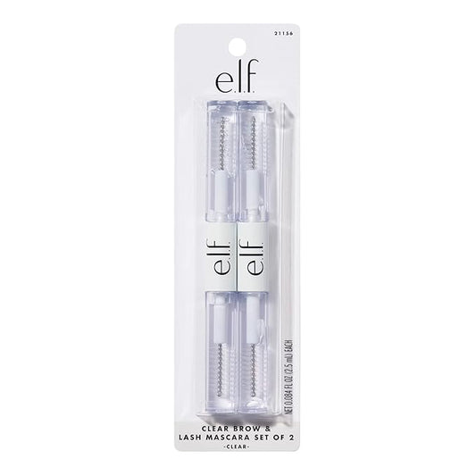 e.l.f. クリア ラッシュ＆ブロウ マスカラ 2本セット、コンディショニングクリア ブロウ＆ラッシュジェル、毛並みを整え、眉とまつ毛を際立たせ、セパレート、ロングラスティング、ビーガン＆クルエルティフリー