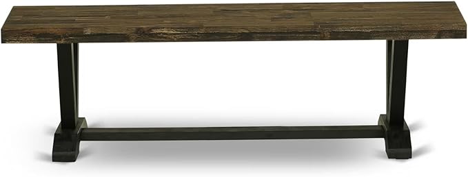 East West Furniture VB676 V-Style Modern Dining Table Bench with Wooden Seat, 60x15x18 Inch, Multi-Color