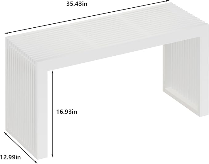 APRTAT Bamboo Dining Bench Indoor Long Entryway Shoe Rack Benchs,Outdoor Modern Wood Benches 35 Inch Bamboo Bench for Living Room Hallway Bedroom Bathroom White
