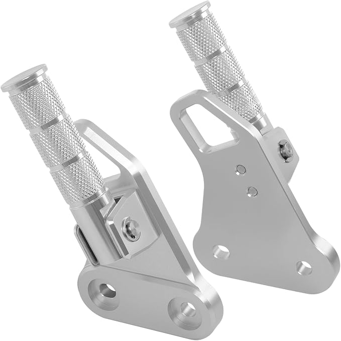 Motorcycle Passenger Footpegs C125 Aluminum Foldable Foot Pegs Rear Footrest Pedals Bracket for Honda Super Cub C125 C 125 JA48 JA58 JA71 2018-2025 (Silver)