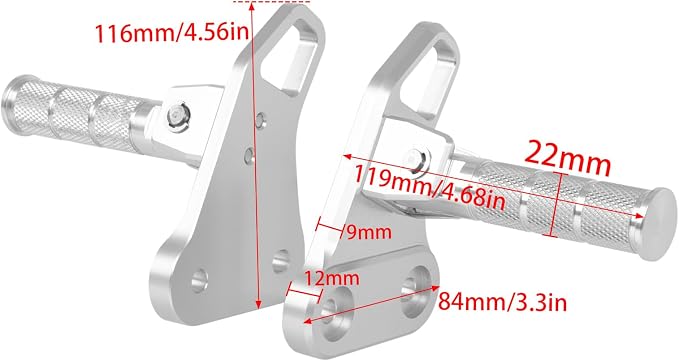 Motorcycle Passenger Footpegs C125 Aluminum Foldable Foot Pegs Rear Footrest Pedals Bracket for Honda Super Cub C125 C 125 JA48 JA58 JA71 2018-2025 (Silver)