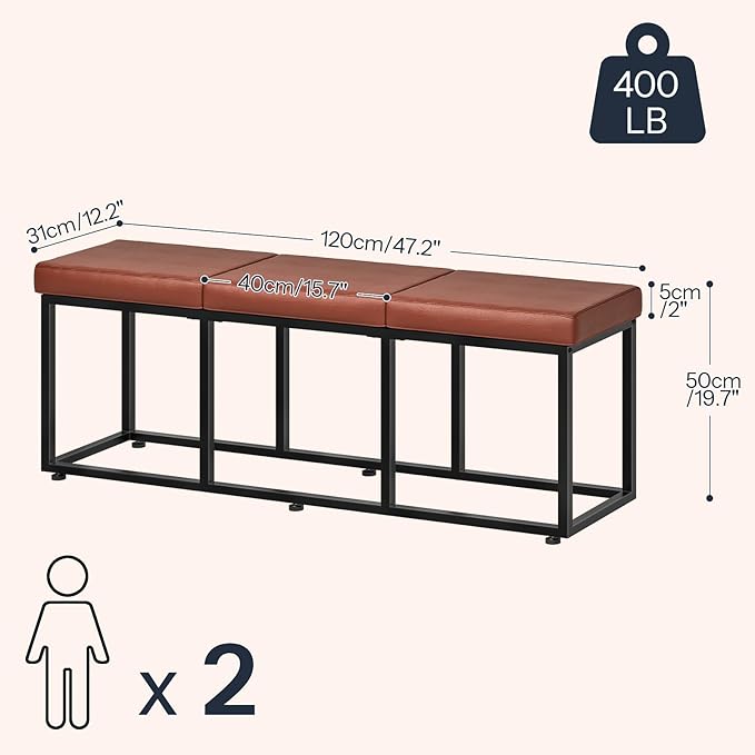 HOOBRO Dining Bench, Dining Room Bench with PU Leather Upholstered Seat, for Kitchen, Living Room, Hallway, Kitchen, Entryway, Bedroom, Brown and Black BC46CD01