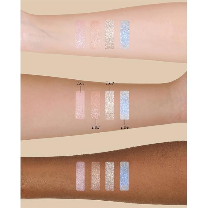 Flower Knows Little Angel Embossed Highlighter - Cool Starlight Highlighter Powder,Long-Lasting Ethereal Starry Glow,Cool Blue-Purple & White Pearl Shimmer,Galaxy-Inspired(L04 Moon River)