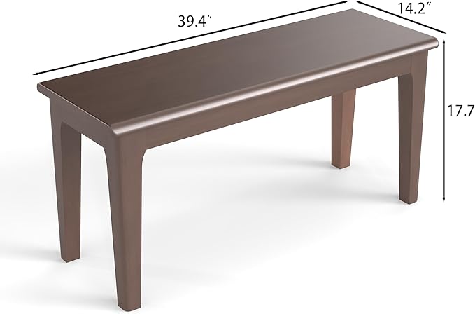Dining Bench 39.4" Solid Oak Wooden Bed End＆Entryway Bench for Living Room Bedroom Kitchen(Brown)