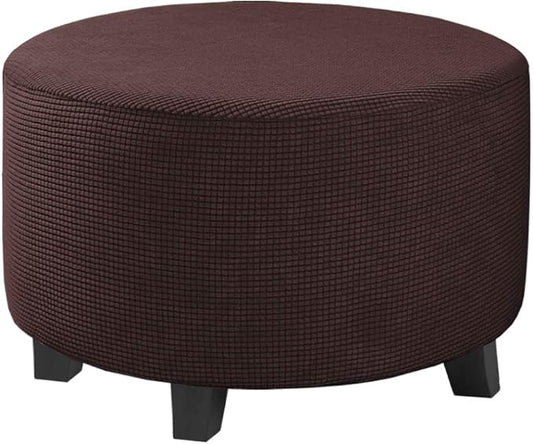 H.VERSAILTEX Ottoman Cover Stretch Ottoman Slipcover Round Ottoman Storage Cover Folding Stool Covers Furniture Protector Cover for Footrest Ottoman Fit Dia 20" - 23", Chocolate