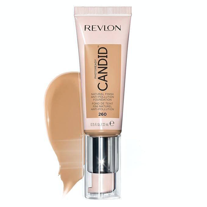 Revlon PhotoReady Candid Natural Finish Foundation, with Anti-Pollution, Antioxidant, Anti-Blue Light Ingredients, 260 Chai, 0.75 fl. oz.