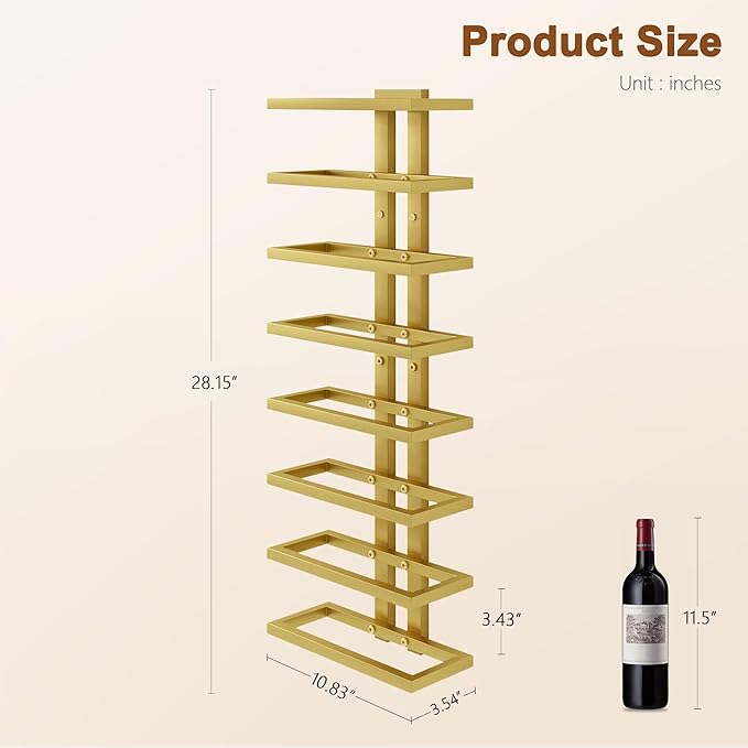 Hoctieon 2-Set 8 Tier Wall Mount Wine Rack (16 Tiers), Wall Racks for Wine Bottles Display and Storage, Hanging Bottle Organizer for Living Room, Dining Room, Wine Cellar, Bar, Quartz Green