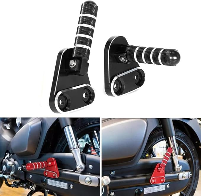 SUPER CUB C125 CNC Rear Folding Step Passenger Footrest Pedal Pegs Compatible with Super Cub 125 JA48 JA58 2018-2024 (Black)