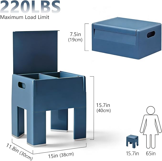 Nightstand Bedside Table with Storage Space, Multifunctional Colorful Plastic End Table Small Side Table for Bedroom, Dorm and Small Spaces, Easy Assembly(11.8" D x 15" W x 15.7" H, Blue)