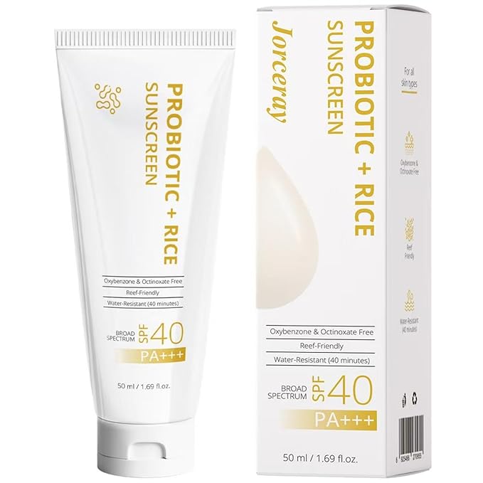 Rice + Probiotics Organic Sunscreen, Relief Sun Organic SPF40+ Sunscreens for Face and Body, Nourishing Skin Protection and UV Defen, Skin Care Sunscreen for All Types