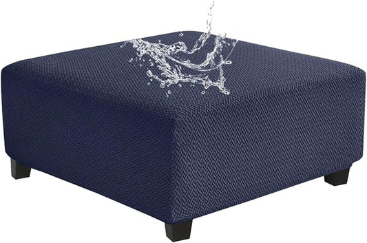 Levoberg Waterproof Square Ottoman Cover Large Square Folding Storage Ottoman Bench Slipcovers Footrest Stool Covers Oversized Ottoman Coffee Table Covers Cube with Elastic Bottom L Navy