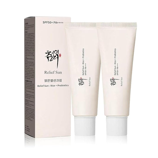 Organic Korean sunscreen SPF50+, PA++++ Riceand Probiotics | Korean Skin Care Solution for All Skin TypesNourishing Skin Protection and UV Def（2PC）