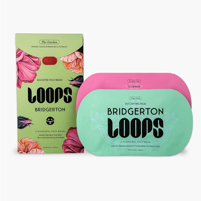 LOOPS Beauty Bridgerton™ NETFLIX In The Garden Set -The Best Hydrogel Face Masks for Every Skin Moment Face Mask - 2 Hydrating Masks - Clean Slate and Double Take - All Skin Types, 2pc