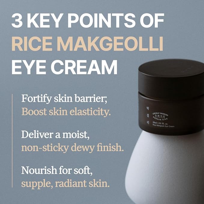 Rice Makgeolli Eye Cream – Deeply Hydrating & Nourishing – Made with Domestically Sourced Korean Rice – 30 ml (1.01 Fl Oz) – Korean Skincare