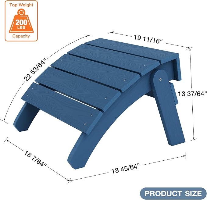 YEFU Adirondack Ottoman Set of 2, Patio Foot Rest, Adirondack Foot Rest, Folding Adirondack Footstool, Weather Resistant for Adirondack Chair, Widely Used for Outdoor, Backyard, Fire Pits-Navy Blue