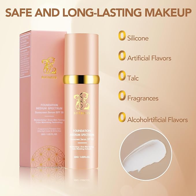 Match Cosmetics Foundation 4 in 1-Medium Spectrum,4 in 1 Cosmetics Foundation Liquid with SPF 50+, Concealer Cosmetic Lightweight Makeup, Longwearing & Waterproof for Makeup